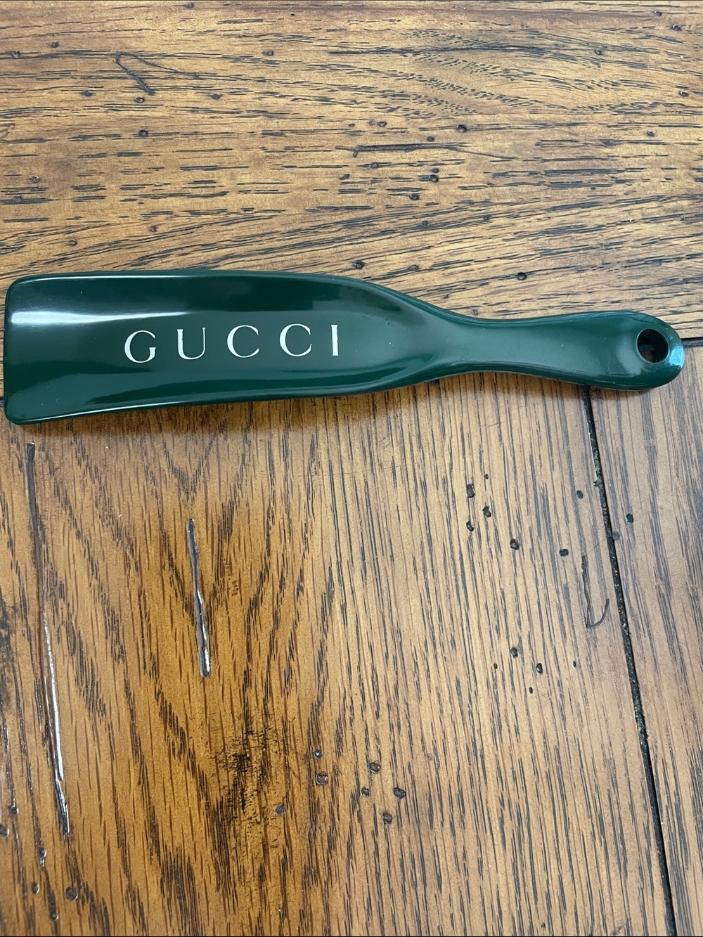 Gucci Forest Green Lacquered Shoe Horn with Logo
